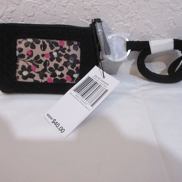 Vera Bradley Iconic Classic Black Zip ID & Lanyard NWT - Picture 7 of 7